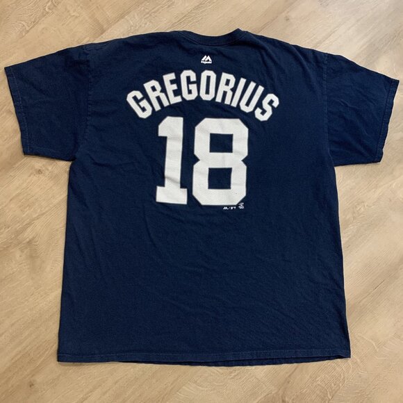 Majestic MLB NY New York Yankees Didi Gregorius #18 T-Shirt Men's XL Navy Blue - Picture 1 of 7